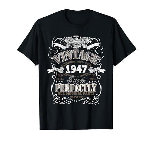 77 Jahre alte Geburtstagsgeschenke für Männer Retro 1947 Geburtstagsgeschenke T-Shirt von Vintage Birthday Gifts For Men Women Apparel