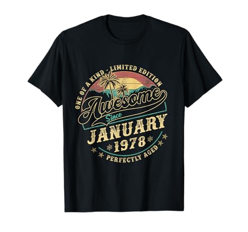 Retro 47. Geburtstag Geschenke für Männer Januar 1978 47 Jahre alt T-Shirt von Vintage Birthday Legends January Gifts For Men