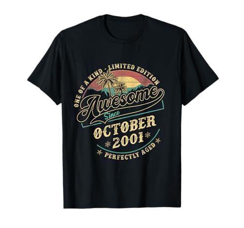 Retro 24. Geburtstag Geschenke für Männer Oktober 2001 24 Jahre alt T-Shirt von Vintage Birthday Legends October Gifts For Men