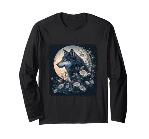 Wolf Blumen Frauen Vollmond Kinder Floraler Wolf Langarmshirt Wolf Blumen Frauen Vollmond Kinder Floraler Wolf Langarmshirt von Wolf Geschenke Für Damen Mädchen