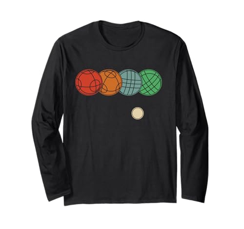 Retro Boccia Ball Line Distressed für Männer Frauen Kinder Petanque Langarmshirt von Vintage Bocce Petanque Designs for Men Women Kids