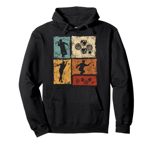 Retro Boccia Sport Distressed für Männer Frauen Kinder Petanque Pullover Hoodie von Vintage Bocce Petanque Designs for Men Women Kids