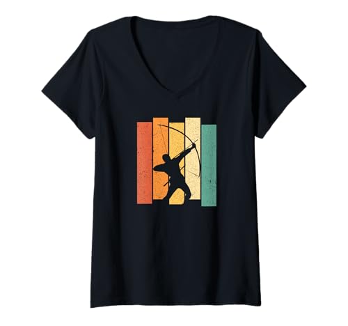Damen Retro Bogenschießen für Bogenschützen T-Shirt mit V-Ausschnitt Damen Retro Bogenschießen für Bogenschützen T-Shirt mit V-Ausschnitt von Vintage Bogenschießen Kleidung Archery