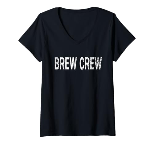 Damen Vintage Brew Crew Kaffeeliebhaber in Not T-Shirt mit V-Ausschnitt von Vintage Brew Crew Coffee Enthusiast Text Apparel