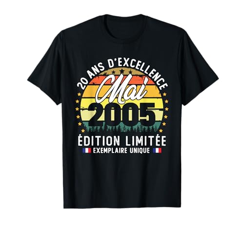 Vintage Mai 2005 20 Jahre Geburtstag Geschenk Jungen Mädchen T-Shirt Vintage Mai 2005 20 Jahre Geburtstag Geschenk Jungen Mädchen T-Shirt von Vintage Cadeau D'anniversaire 20 Ans Né En 2005
