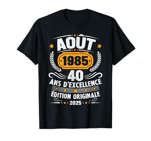Vintage August 1985 Geburtstagsgeschenk 40 Jahre für Männer T-Shirt Vintage August 1985 Geburtstagsgeschenk 40 Jahre für Männer T-Shirt von Vintage Cadeau D'anniversaire 40 Ans Né En 1985