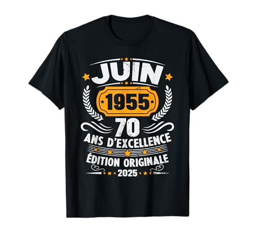 Vintage Juni 1955 Geburtstagsgeschenk 70 Jahre Männer Frauen T-Shirt Vintage Juni 1955 Geburtstagsgeschenk 70 Jahre Männer Frauen T-Shirt von Vintage Cadeau D'anniversaire 70 Ans Né En 1955