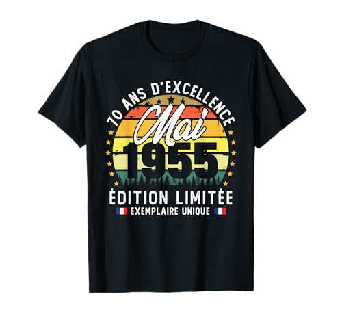 Vintage Mai 1955 70 Jahre Geburtstag Geschenk Männer Frauen T-Shirt Vintage Mai 1955 70 Jahre Geburtstag Geschenk Männer Frauen T-Shirt von Vintage Cadeau D'anniversaire 70 Ans Né En 1955