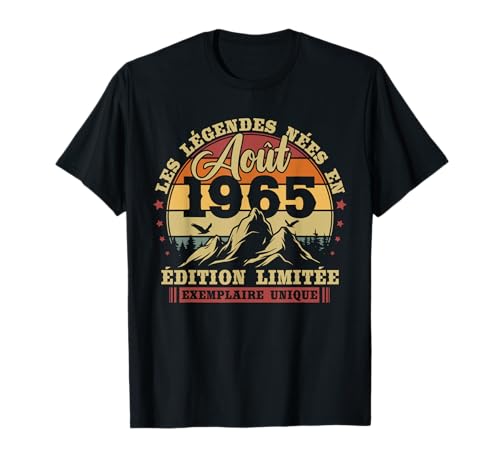 Vintage August 1965 Retro Geburtstag 60 Jahre Männer Frauen T-Shirt von Vintage Cadeau D'anniversaire Né En Août 1965