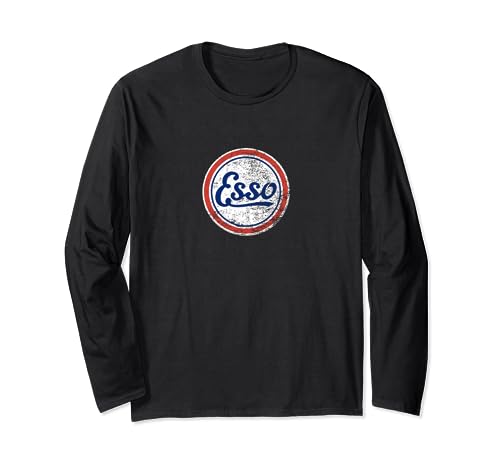 Oldtimer ESSO Tankstelle Herren und Damen Langarmshirt von Vintage Car ESSO Gas Station Mens and Womens Tees