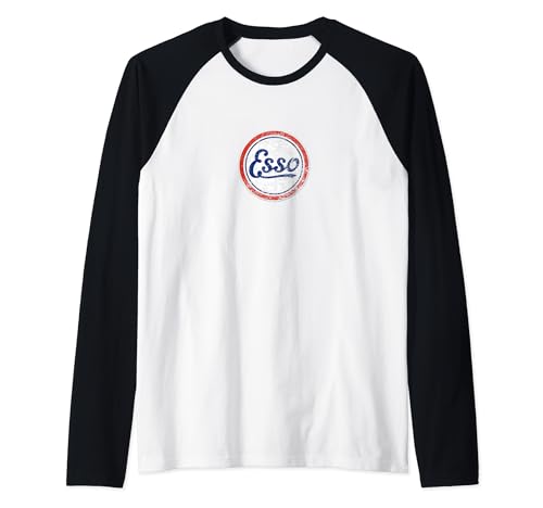 Oldtimer ESSO Tankstelle Herren und Damen Raglan von Vintage Car ESSO Gas Station Mens and Womens Tees