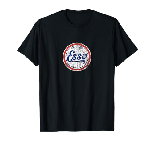 Oldtimer ESSO Tankstelle Herren und Damen T-Shirt von Vintage Car ESSO Gas Station Mens and Womens Tees