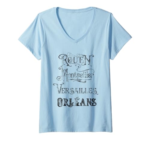 Damen Namen der französischen Städte T-Shirt mit V-Ausschnitt Damen Namen der französischen Städte T-Shirt mit V-Ausschnitt von Vintage Collection
