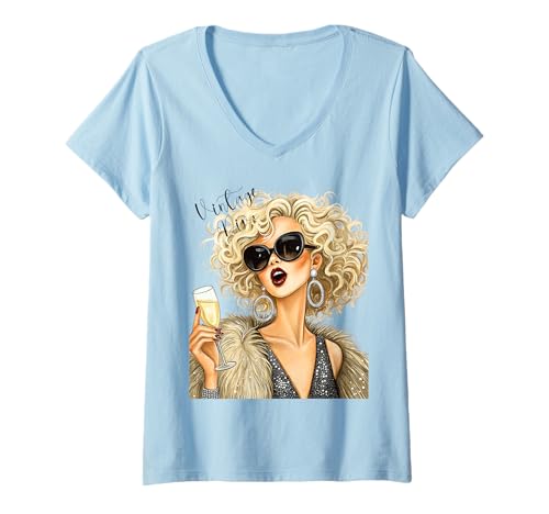 Damen Vintage-Diven T-Shirt mit V-Ausschnitt Damen Vintage-Diven T-Shirt mit V-Ausschnitt von Vintage Collection
