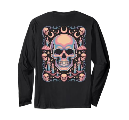 Mystische Mondphasen Witchy Totenkopf Kerze Goth Okkulte Langarmshirt von Vintage Creepy Skull Kerze Mondphase Witchcraft