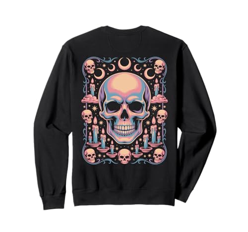 Mystische Mondphasen Witchy Totenkopf Kerze Goth Okkulte Sweatshirt von Vintage Creepy Skull Kerze Mondphase Witchcraft