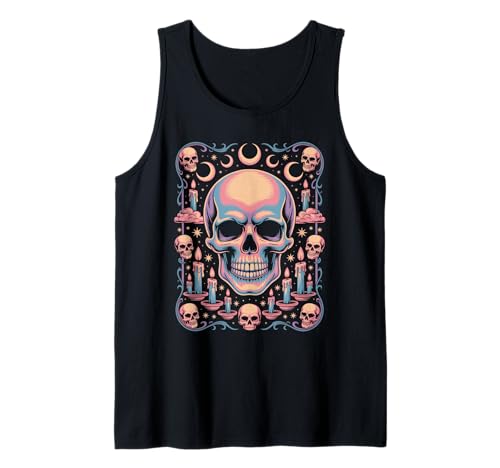 Mystische Mondphasen Witchy Totenkopf Kerze Goth Okkulte Tank Top von Vintage Creepy Skull Kerze Mondphase Witchcraft