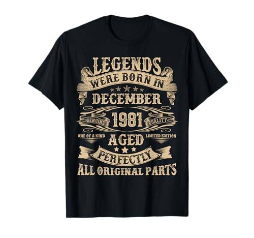 Dezember 1981 43 Jahre alt Geburtstag Geschenke für Männer 43. Geburtstag T-Shirt Dezember 1981 43 Jahre alt Geburtstag Geschenke für Männer 43. Geburtstag T-Shirt von Vintage December Birthday Tee For Men Funny