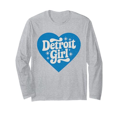 Retro Detroit Mädchen Herz Cute Detroit Girl Langarmshirt von Vintage Detroit Hometown Pride