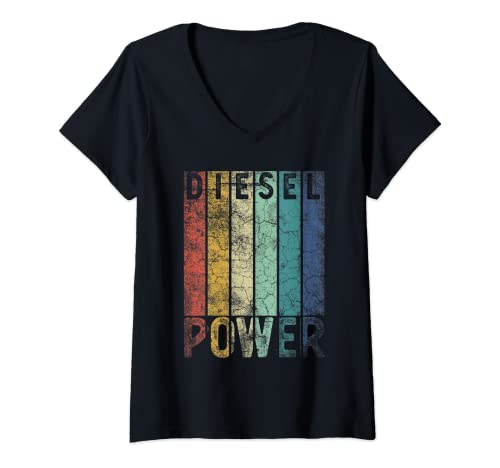 Damen Vintage Diesel Power Funny Gift For Car Mechanic Smoke Truck T-Shirt mit V-Ausschnitt Damen Vintage Diesel Power Funny Gift For Car Mechanic Smoke Truck T-Shirt mit V-Ausschnitt von Vintage Diesel Car Mechanic Apparel