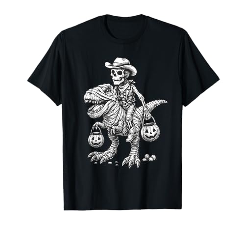 Cowboy Skelett Reiten Mama Dinosaurier T-Rex Halloween Gothic T-Shirt von Vintage Dino Spooky Season Costume Western Lovers