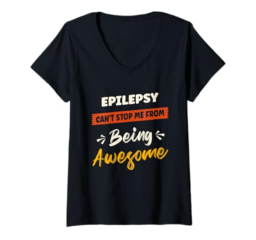 Damen Epilepsie-Bewusstseins-Krankheitskämpfer Epilepsie-Krieger T-Shirt mit V-Ausschnitt Damen Epilepsie-Bewusstseins-Krankheitskämpfer Epilepsie-Krieger T-Shirt mit V-Ausschnitt von Vintage Epilepsy Awareness Apparel