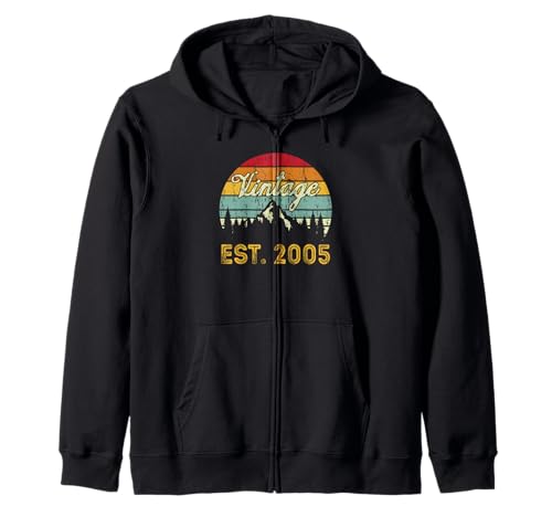 Vintage Est 2005 Retro Birthday Year 2005 Men Women Vintage Kapuzenjacke von Vintage Est 2005 Birthday Years Classic Idea Store