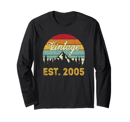 Vintage Est 2005 Retro Birthday Year 2005 Men Women Vintage Langarmshirt von Vintage Est 2005 Birthday Years Classic Idea Store