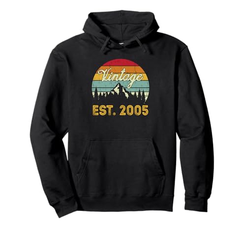 Vintage Est 2005 Retro Birthday Year 2005 Men Women Vintage Pullover Hoodie von Vintage Est 2005 Birthday Years Classic Idea Store