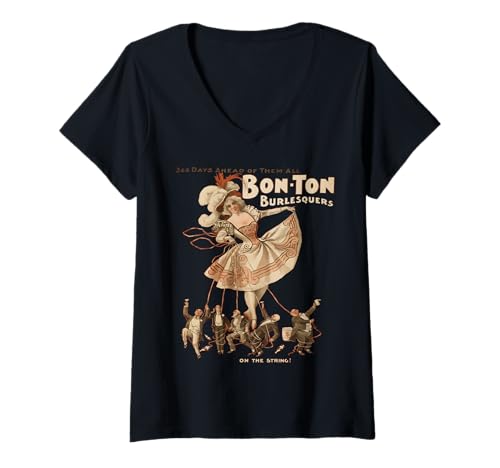 Damen Bon-Ton Etiquette Theater-Vintage-Poster Illustration T-Shirt mit V-Ausschnitt Damen Bon-Ton Etiquette Theater-Vintage-Poster Illustration T-Shirt mit V-Ausschnitt von Vintage Etiquette Gifts & Theatrical Tees taiche