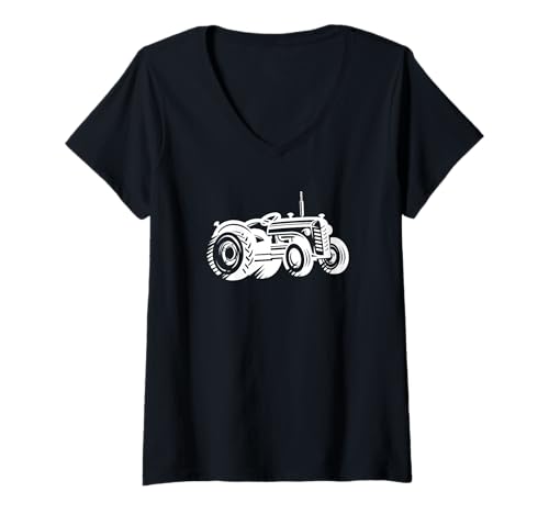 Damen Vintage Traktor Retro Bauernhof Classic Farmer T-Shirt mit V-Ausschnitt Damen Vintage Traktor Retro Bauernhof Classic Farmer T-Shirt mit V-Ausschnitt von Vintage Farm Tractor Retro Farmer