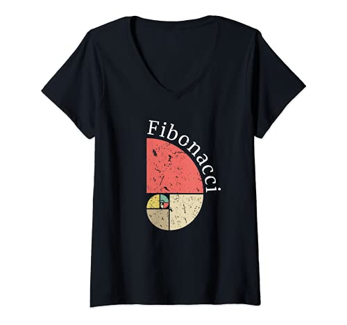 Damen Retro Fibonacci Goldener Schnitt Mathe Geschenk T-Shirt mit V-Ausschnitt Damen Retro Fibonacci Goldener Schnitt Mathe Geschenk T-Shirt mit V-Ausschnitt von Vintage Fibonacci Mathe Outfits