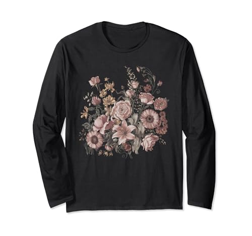Grafik-T-Shirts im Bohème-Stil im Vintage-Stil mit Blumen für Herren und Damen Langarmshirt von Vintage Flowers Bohemian Style Graphic Tees