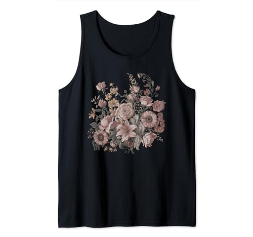 Grafik-T-Shirts im Bohème-Stil im Vintage-Stil mit Blumen für Herren und Damen Tank Top von Vintage Flowers Bohemian Style Graphic Tees