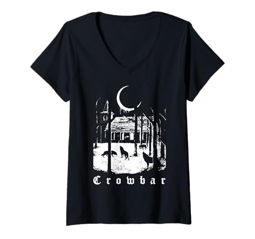 Damen Vintage Forest Funny Retro Brecheisen Meme Animal Basic T-Shirt mit V-Ausschnitt von Vintage Forest Funny Retro Crowbar Meme Animal