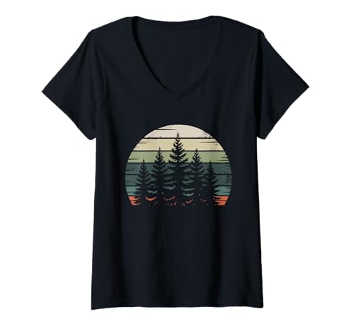 Damen Nature Trees Lover Forest Wildlife Vintage T-Shirt mit V-Ausschnitt Damen Nature Trees Lover Forest Wildlife Vintage T-Shirt mit V-Ausschnitt von Vintage Forest Wildlife Nature Trees Lover