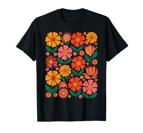 Vintage Wildblume Sommer Blühende Floral Boho Damen Blumen T-Shirt von Vintage Frühlings-Blumendesign Floral Graphic Tee