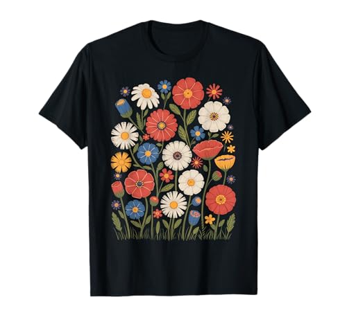 Vintage Wildblume Sommer Blühende Floral Boho Damen Blumen T-Shirt von Vintage Frühlings-Blumendesign Floral Graphic Tee
