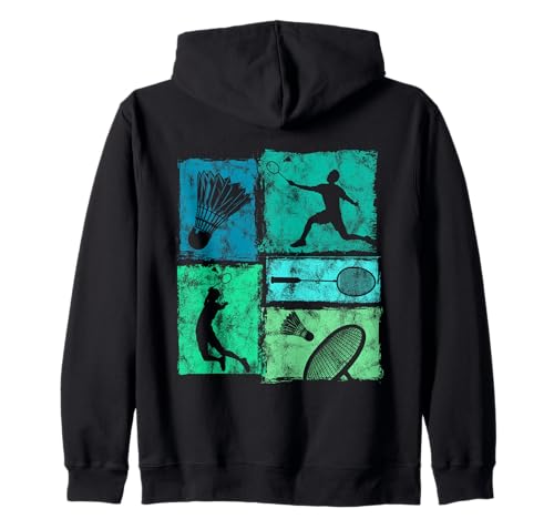 Retro-Badminton-Grafik im Used-Look für Männer, Frauen, Kinder, Stimmung Kapuzenjacke Retro-Badminton-Grafik im Used-Look für Männer, Frauen, Kinder, Stimmung Kapuzenjacke von Vintage Funny Badminton Designs for Men Women Kids