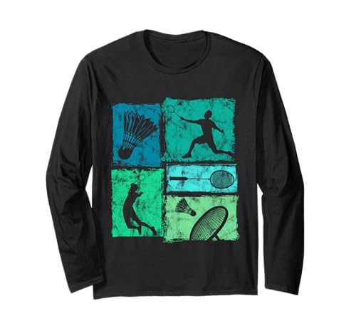 Retro-Badminton-Grafik im Used-Look für Männer, Frauen, Kinder, Stimmung Langarmshirt Retro-Badminton-Grafik im Used-Look für Männer, Frauen, Kinder, Stimmung Langarmshirt von Vintage Funny Badminton Designs for Men Women Kids