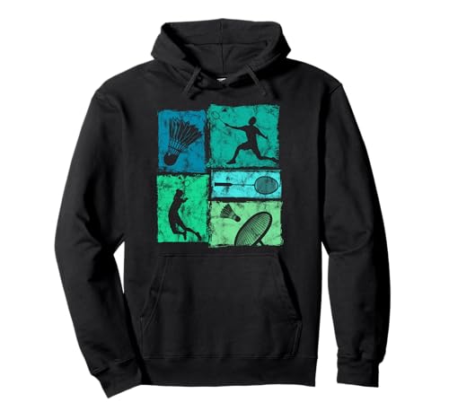 Retro-Badminton-Grafik im Used-Look für Männer, Frauen, Kinder, Stimmung Pullover Hoodie Retro-Badminton-Grafik im Used-Look für Männer, Frauen, Kinder, Stimmung Pullover Hoodie von Vintage Funny Badminton Designs for Men Women Kids