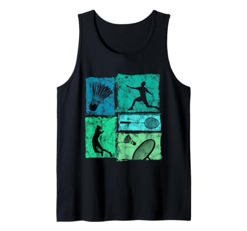 Retro-Badminton-Grafik im Used-Look für Männer, Frauen, Kinder, Stimmung Tank Top Retro-Badminton-Grafik im Used-Look für Männer, Frauen, Kinder, Stimmung Tank Top von Vintage Funny Badminton Designs for Men Women Kids