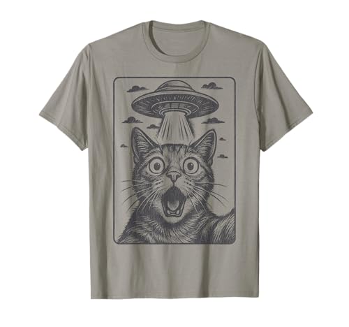 Katze Selfie Alien UFO Vintage Lustige Katzen Liebhaber Männer Frauen Kinder T-Shirt von Vintage Funny Cat Selfie UFO Cats lover Men Women