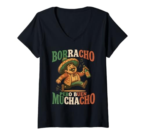 Damen Borracho Pero Buen Muchacho Funny Fiesta Cinco De Mayo T-Shirt mit V-Ausschnitt Damen Borracho Pero Buen Muchacho Funny Fiesta Cinco De Mayo T-Shirt mit V-Ausschnitt von Vintage Funny Mexican Men Fiesta Humor Gifts