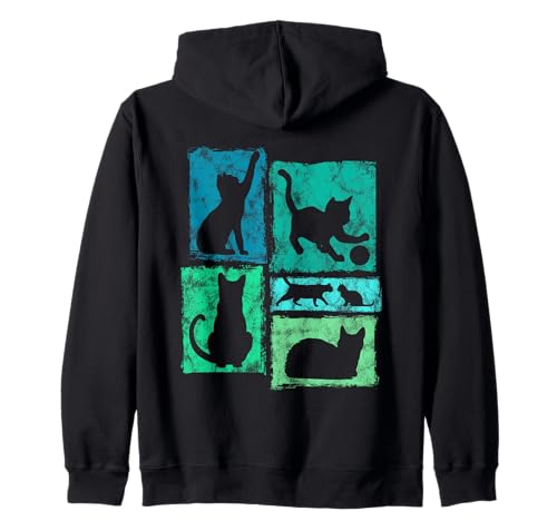 Retro-Katzen-Grafik für Katze, Mutter und Katze, Vater, Männer, Frauen, Kinder Kapuzenjacke von Vintage Funny Retro Cat Designs for Men Women Kids
