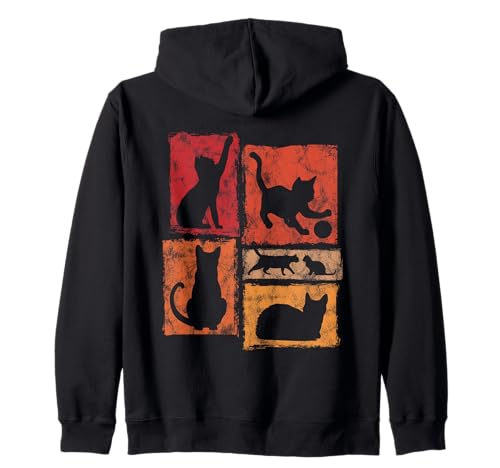 Retro-Katzenmotiv mit typischen Posen für Herren, Damen und Kinder Kapuzenjacke von Vintage Funny Retro Cat Designs for Men Women Kids
