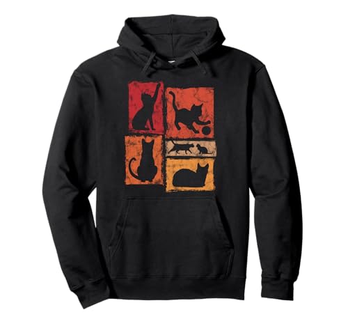 Retro-Katzenmotiv mit typischen Posen für Herren, Damen und Kinder Pullover Hoodie von Vintage Funny Retro Cat Designs for Men Women Kids