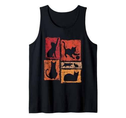 Retro-Katzenmotiv mit typischen Posen für Herren, Damen und Kinder Tank Top von Vintage Funny Retro Cat Designs for Men Women Kids