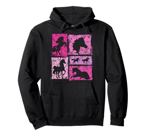 Einhorn-Silhouetten im Retro-Stil für Frauen und Mädchen Pullover Hoodie von Vintage Funny Unicorn Graphics for Women And Girls