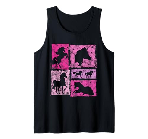 Einhorn-Silhouetten im Retro-Stil für Frauen und Mädchen Tank Top Einhorn-Silhouetten im Retro-Stil für Frauen und Mädchen Tank Top von Vintage Funny Unicorn Graphics for Women And Girls